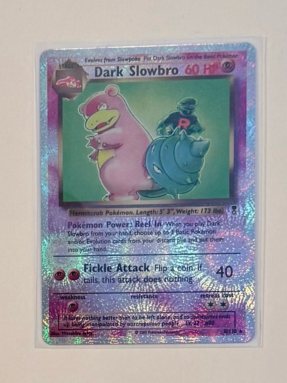 2002 Pokémon LC Slow Bro Rev Holo 8/110, Fan Art, DIY Custom Card, For Display